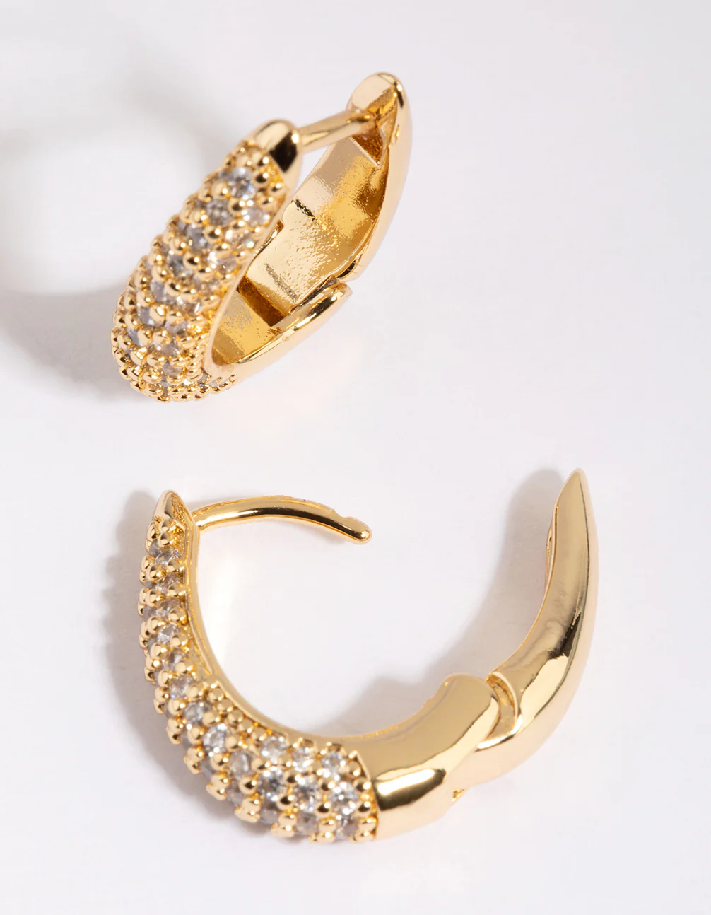 Gold Plated Hoop Earrings with Cubic Zirconia - Image 4
