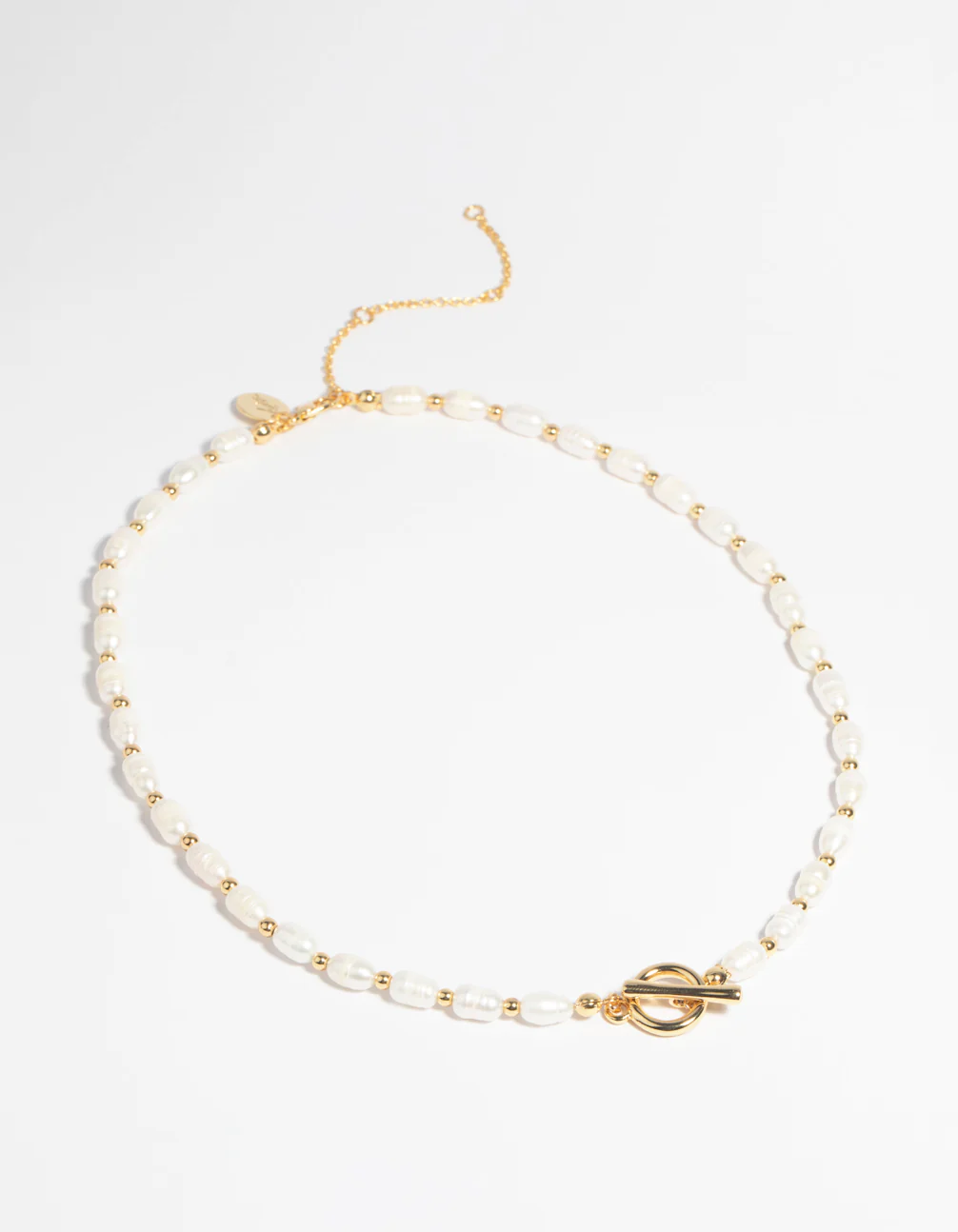 Gold Plated Freshwater Pearl Fob Necklace - Image 2