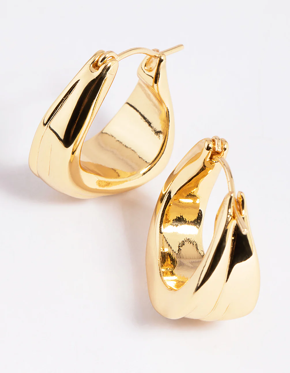 Gold Plated Molten Hoop Earrings - Image 2