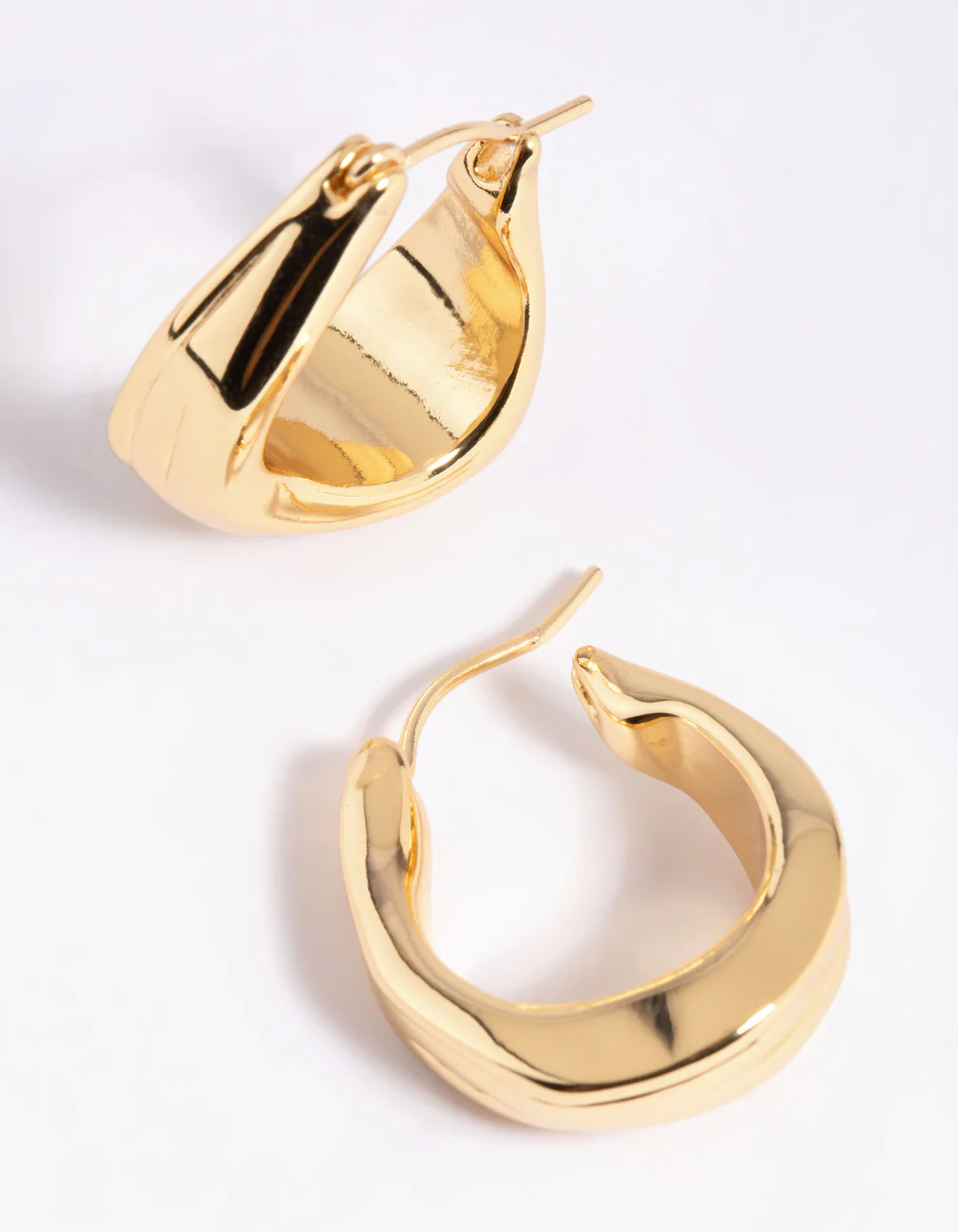 Gold Plated Molten Hoop Earrings - Image 3