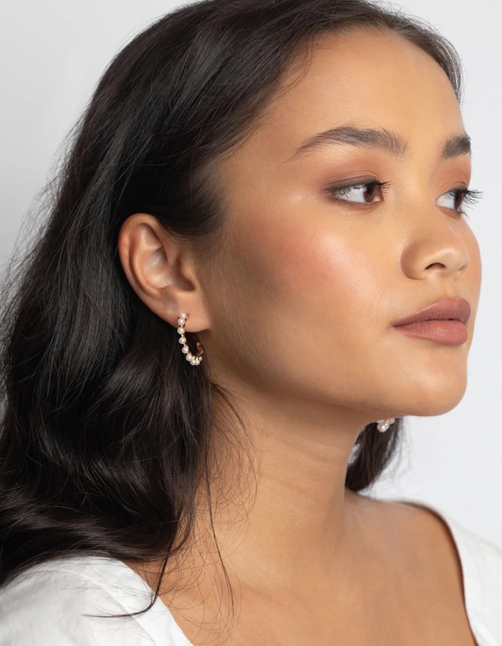 Gold Plated Hoop Earrings with Freshwater Pearls - Image 2