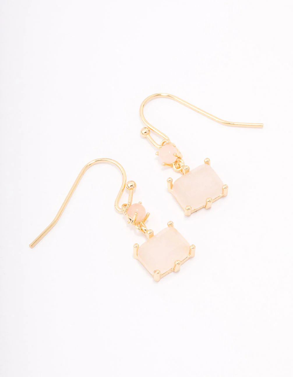 Gold Plated Round & Square Semi-Precious Drop Earrings