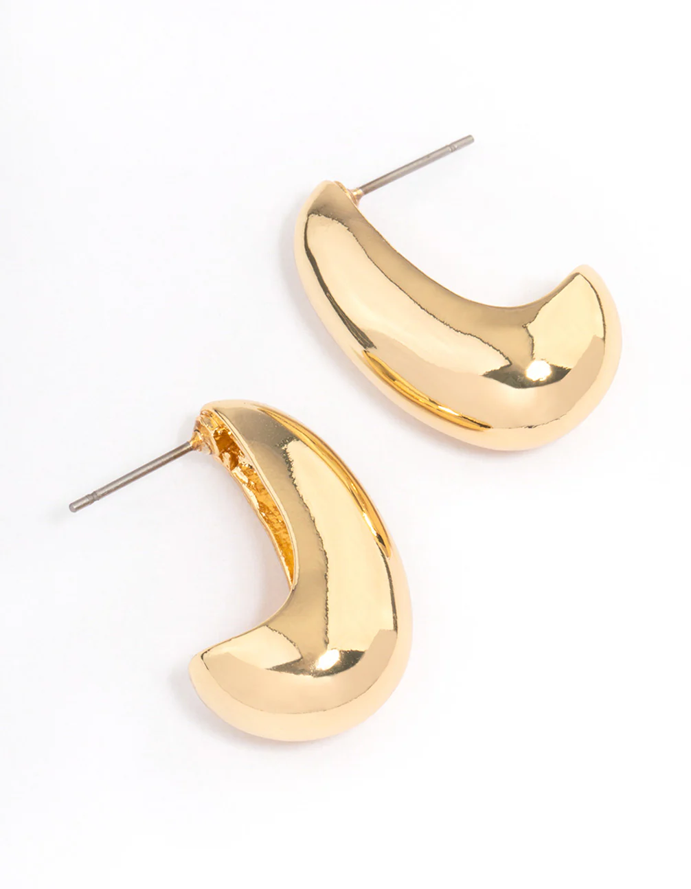 Gold Plated Small Bold Wide Hoop Earrings - Image 3