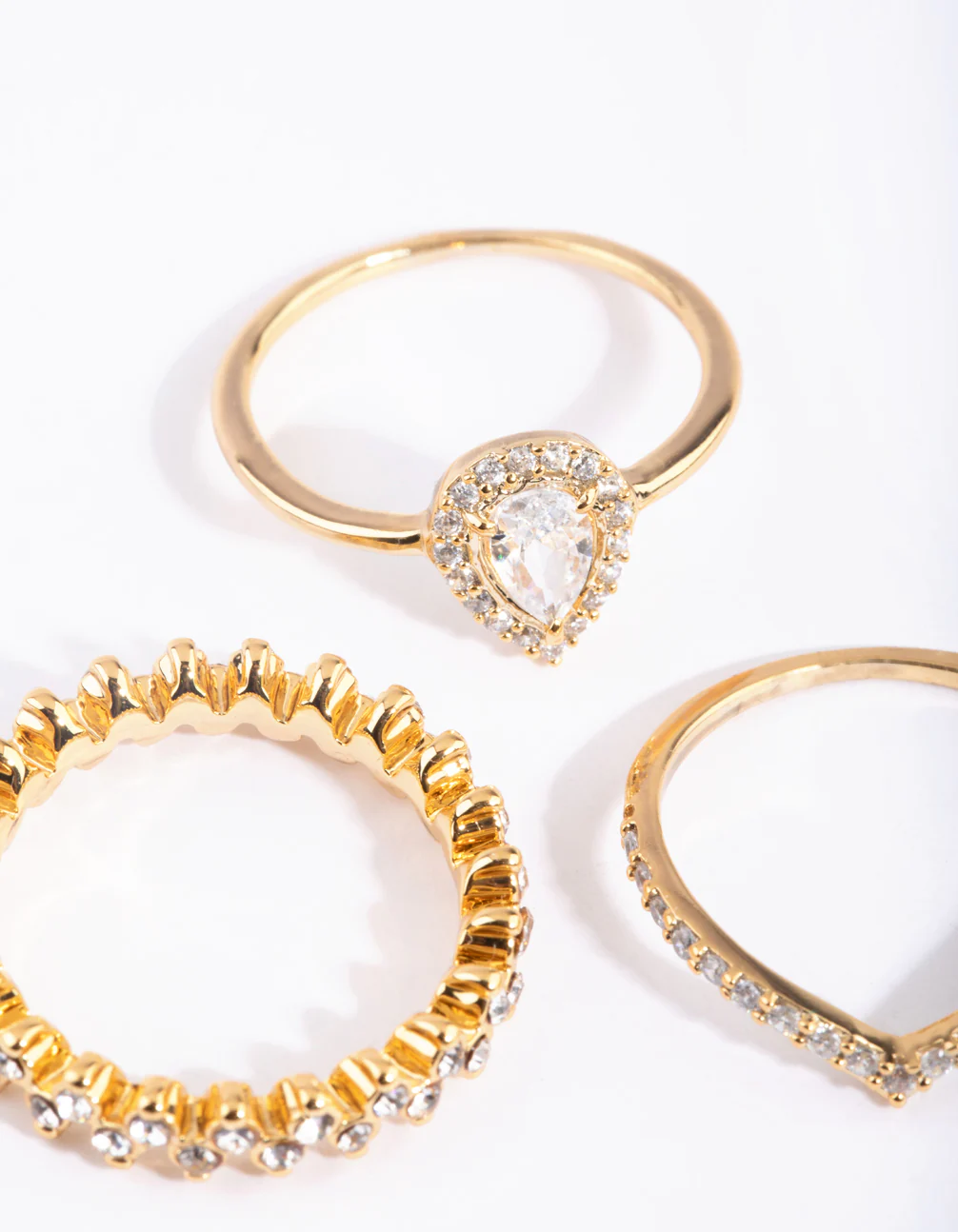 Gold Plated Teardrop Halo Ring - Image 3