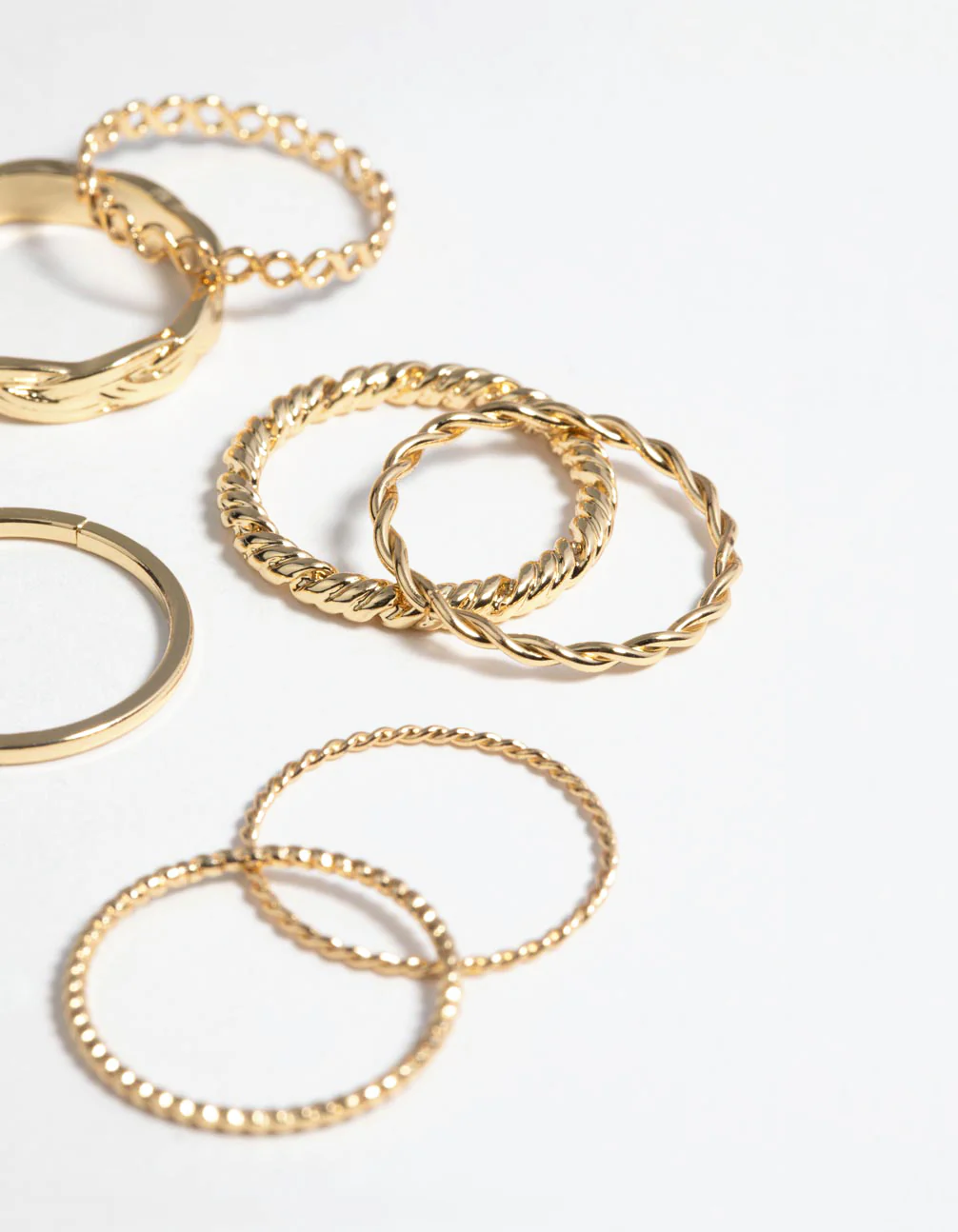 Gold Plated Twisted Band Ring Stack Pack - Image 5