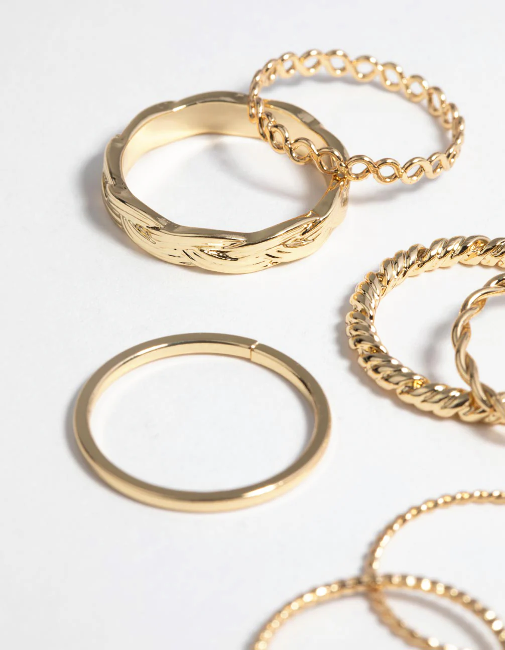 Gold Plated Twisted Band Ring Stack Pack - Image 7