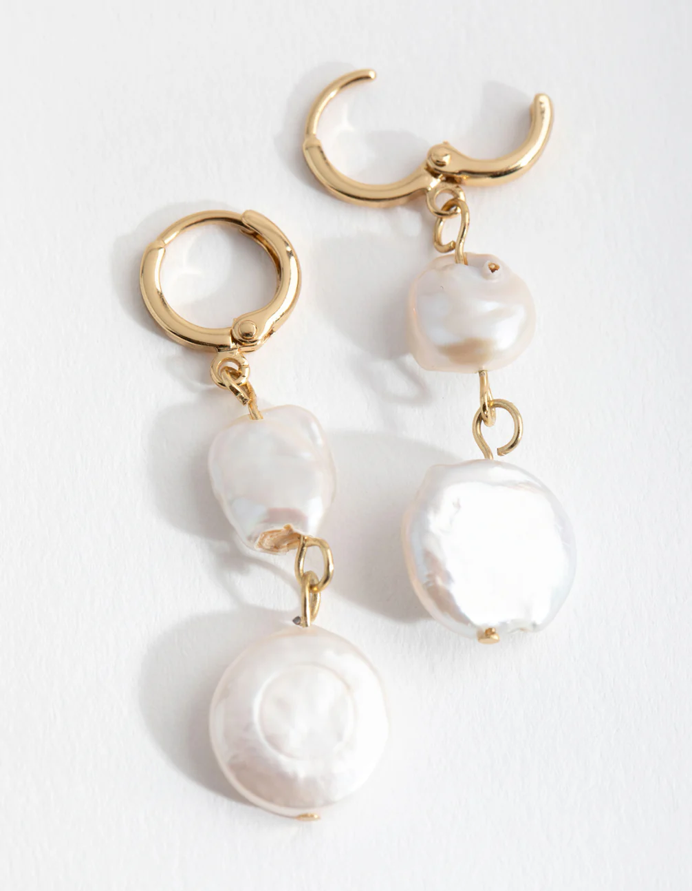 Gold Plated Multi Freshwater Pearl Huggie Earrings - Image 7
