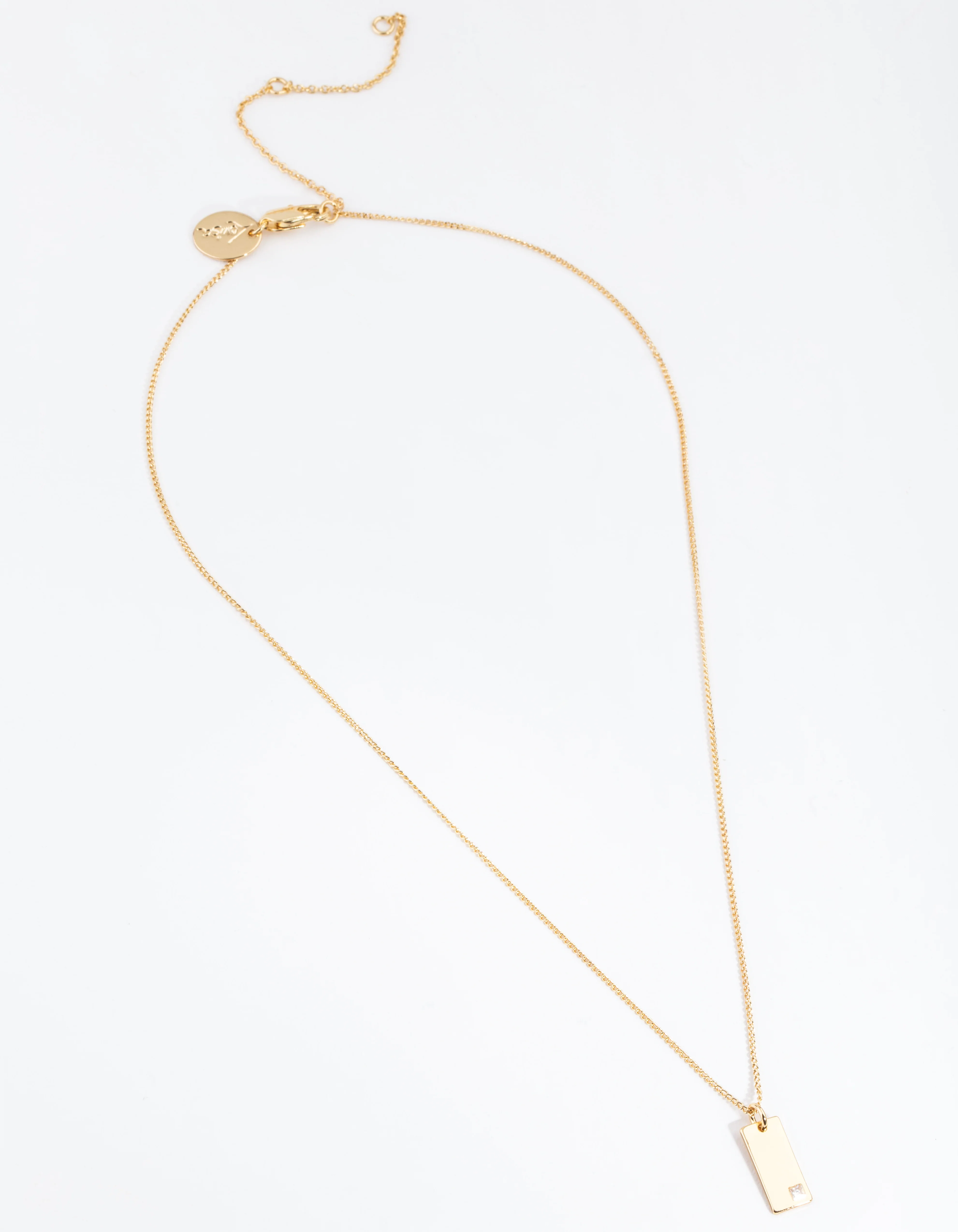 Gold Plated Rectangle Tag Necklace - Image 2