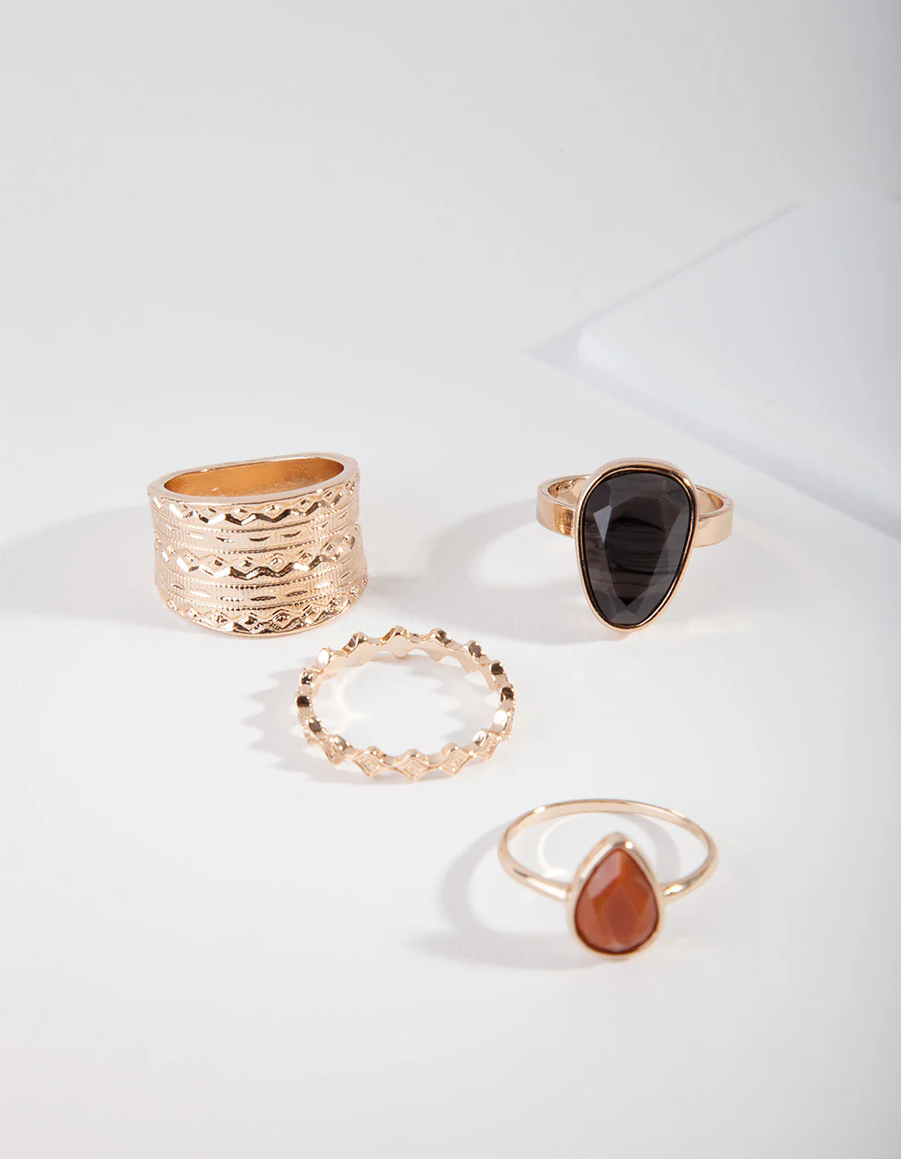 Gold Black Statement Stone Ring