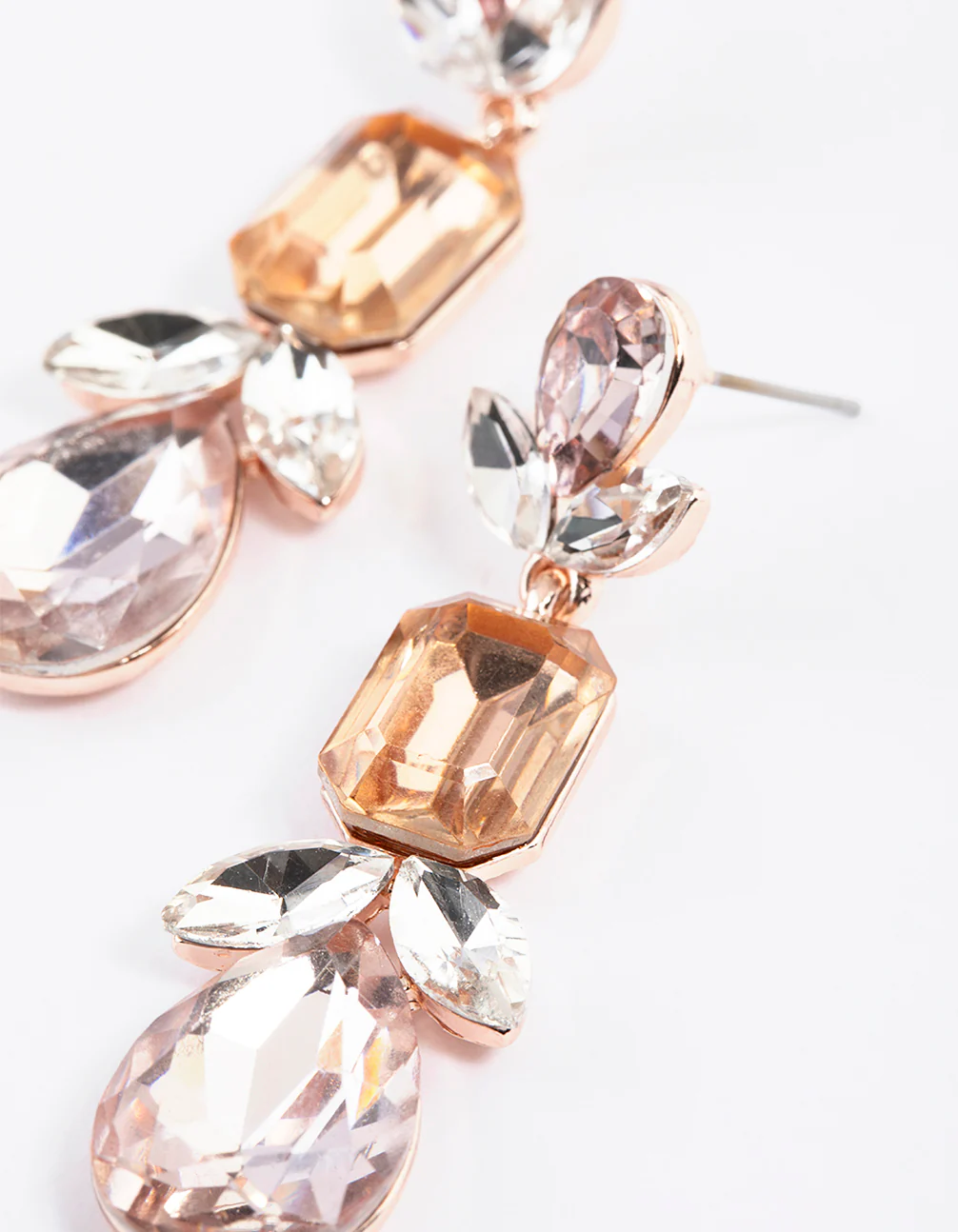 Gold Multi Stone Shape Drop Earrings - Image 2
