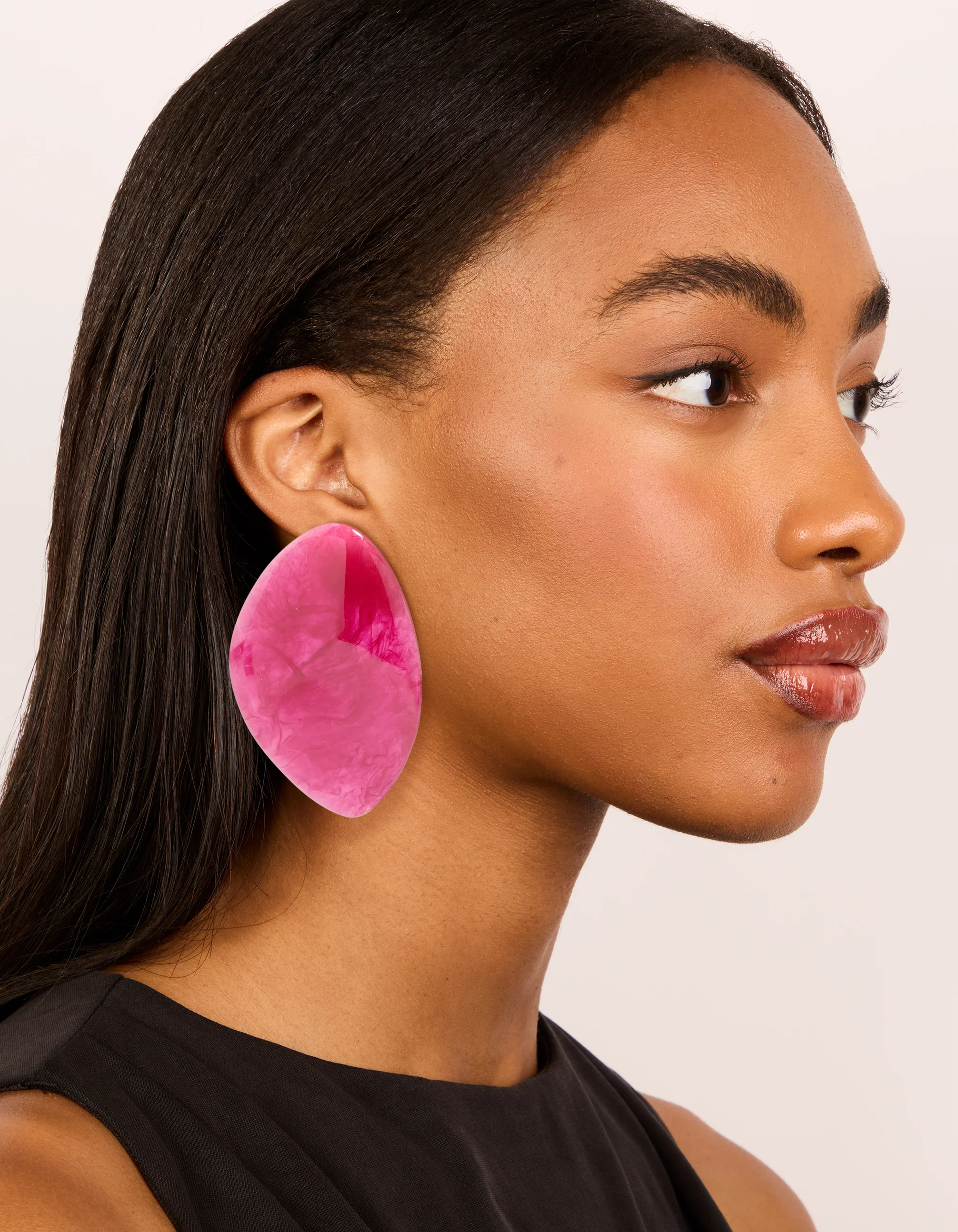Burgundy Acrylic Statement Drop Earrings - Image 3