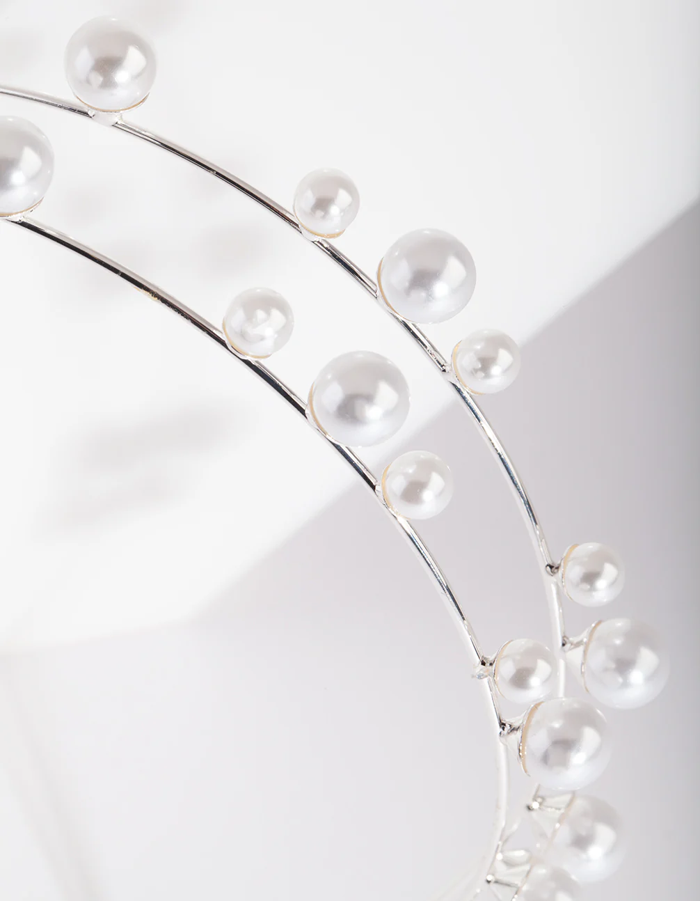 Silver Pearl Double Row Headband - Image 4