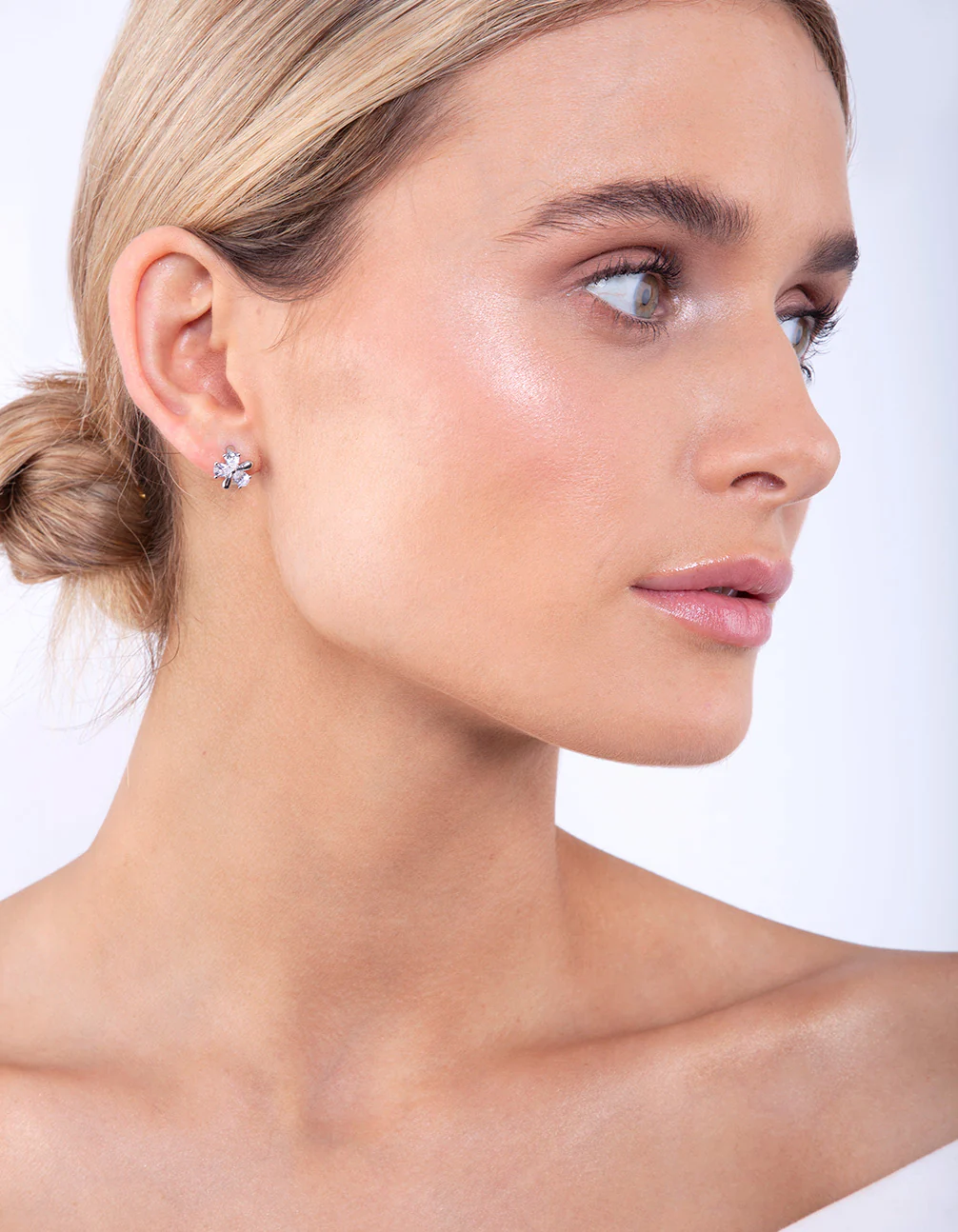 Silver Mixed Petal Huggie Earrings - Image 2