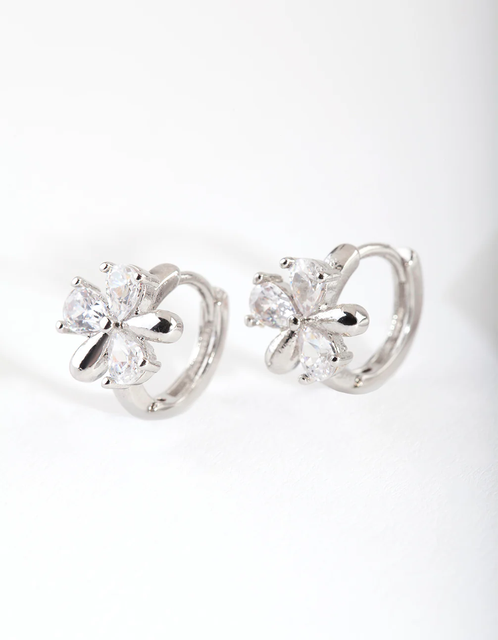 Silver Mixed Petal Huggie Earrings - Image 5