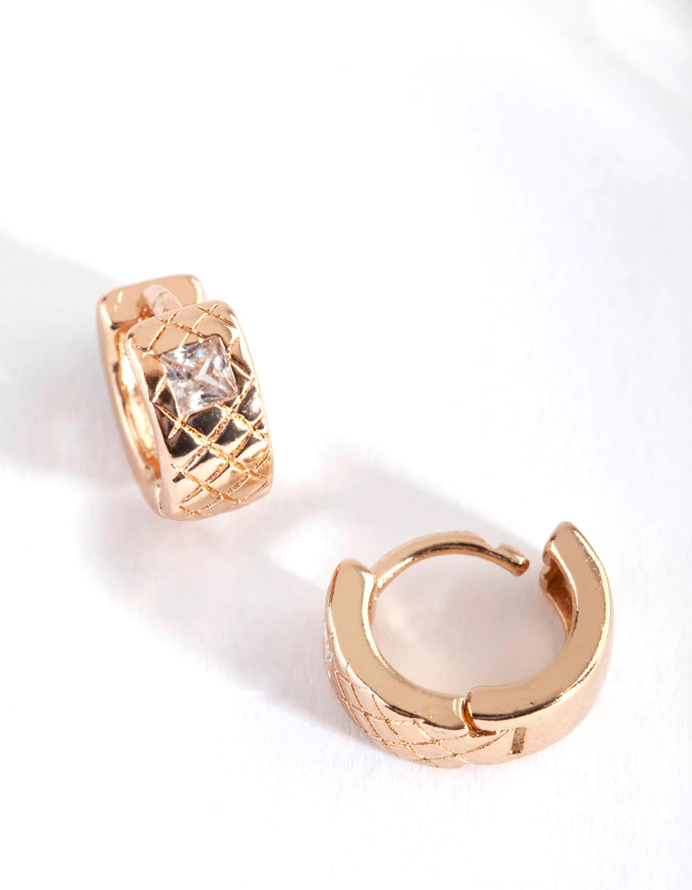 Gold Quilted Huggie Earrings - Image 4