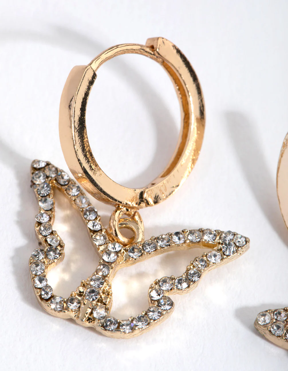 Gold Diamante Butterfly Huggie Earrings - Image 3