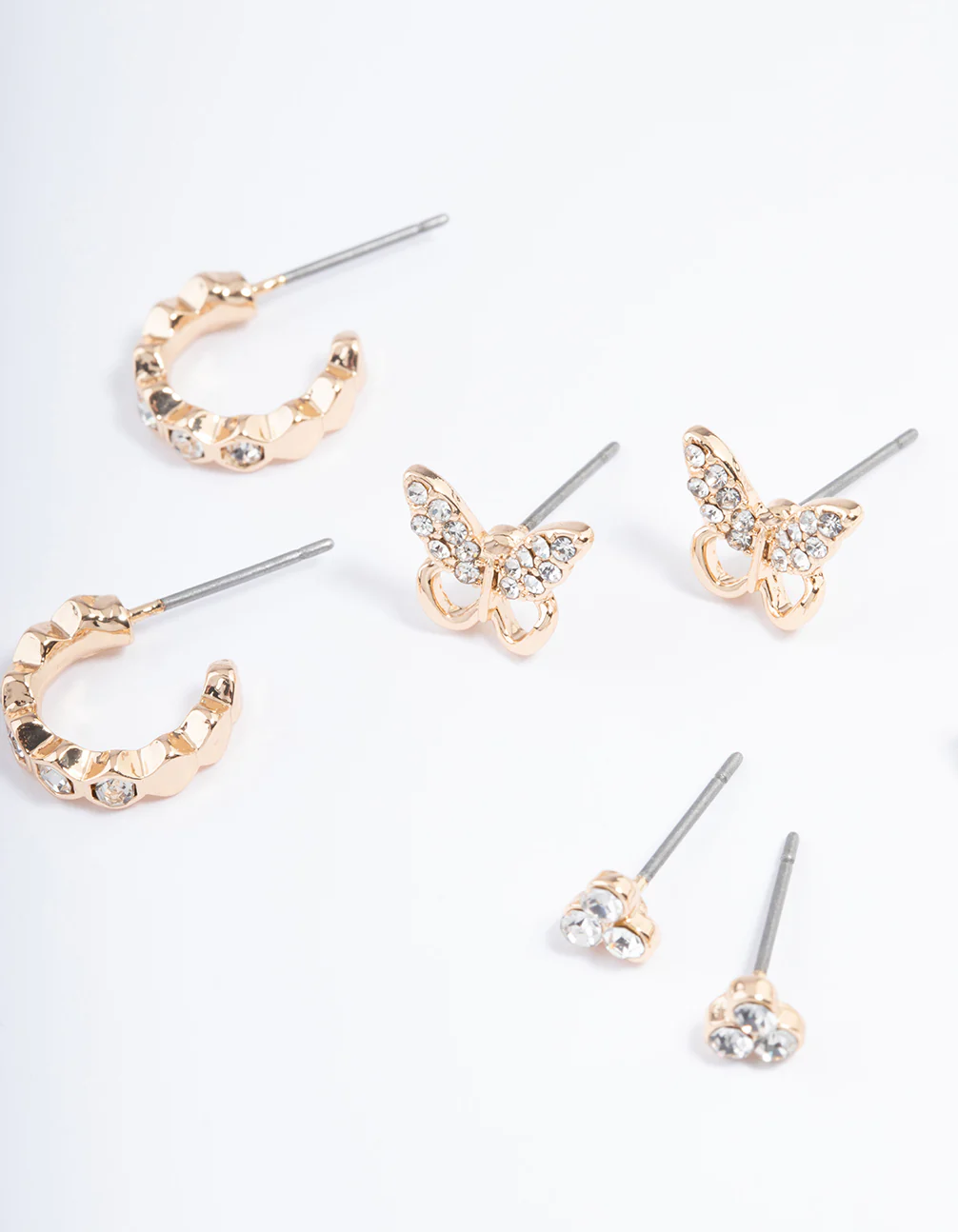 Gold Diamante Butterfly Mixed Earring Pack - Image 4