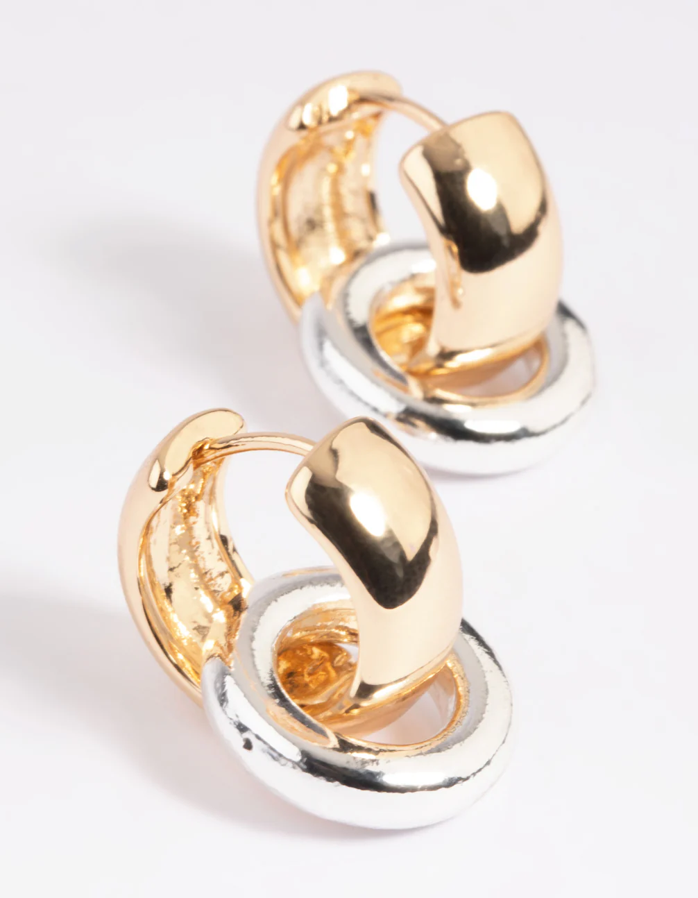 Gold Circular Huggie Hoop Earrings - Image 3