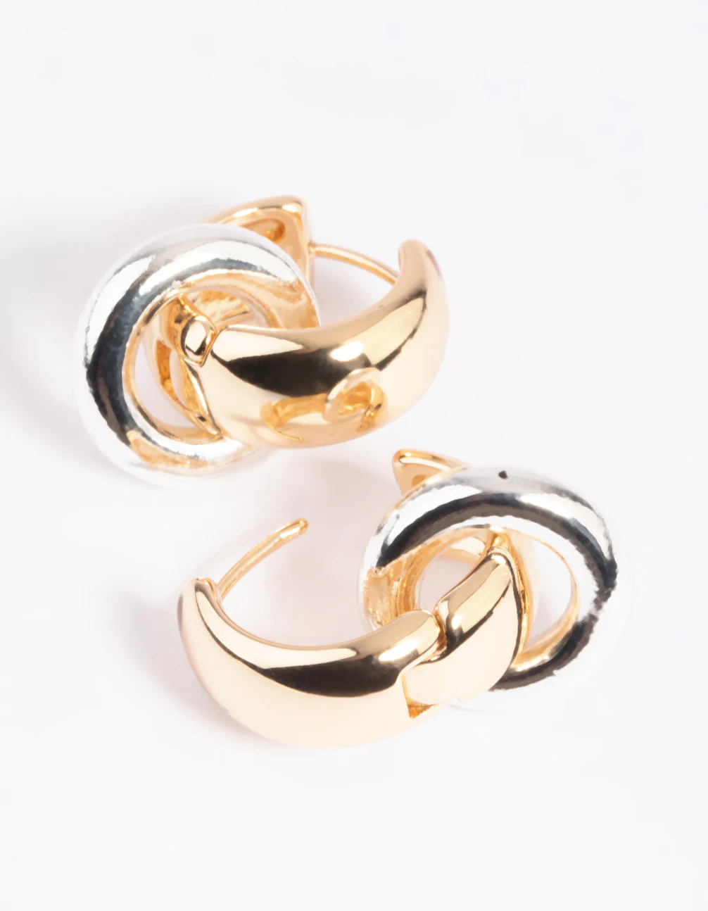 Gold Circular Huggie Hoop Earrings - Image 4