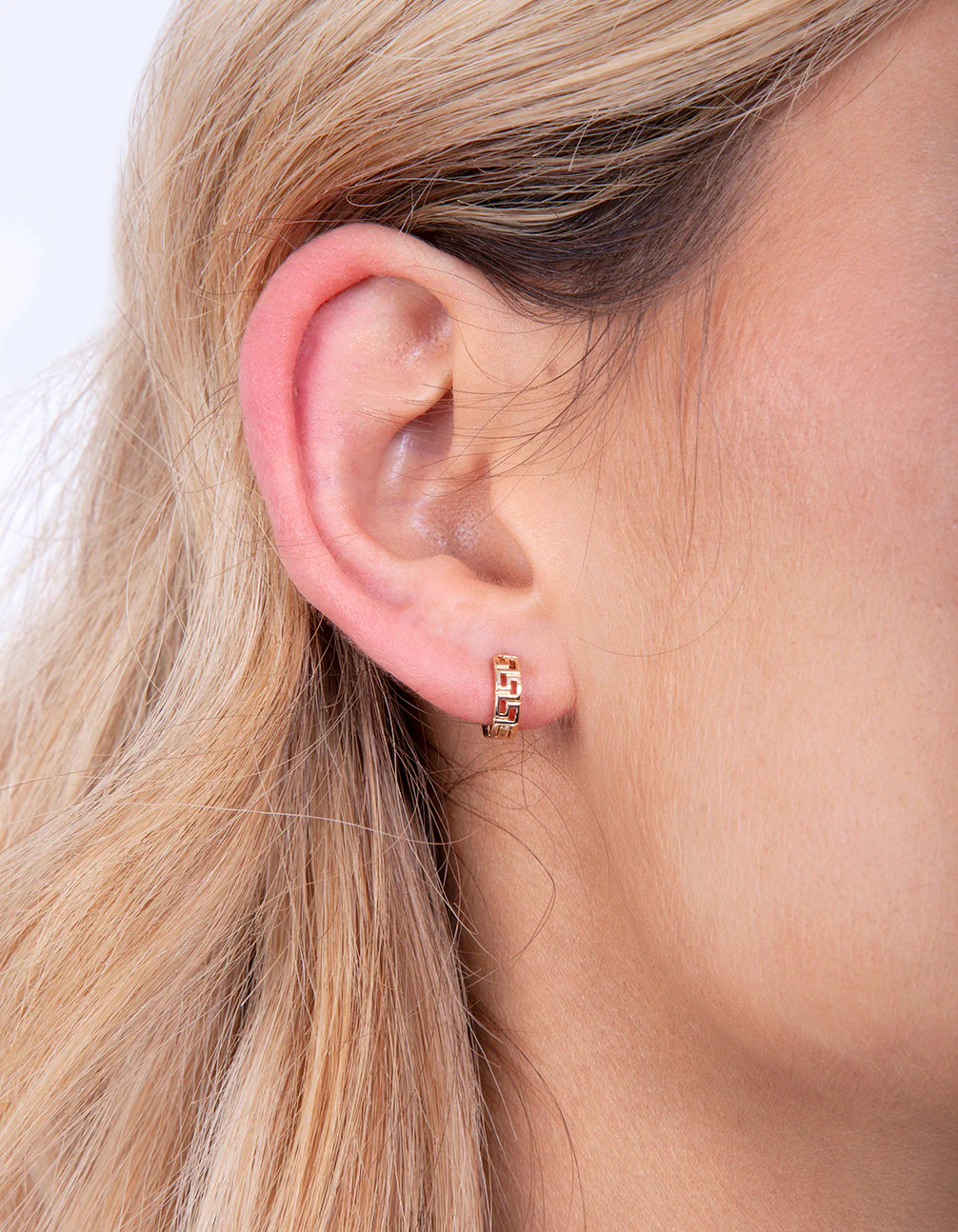 Gold Pattern Huggie Earrings - Image 3