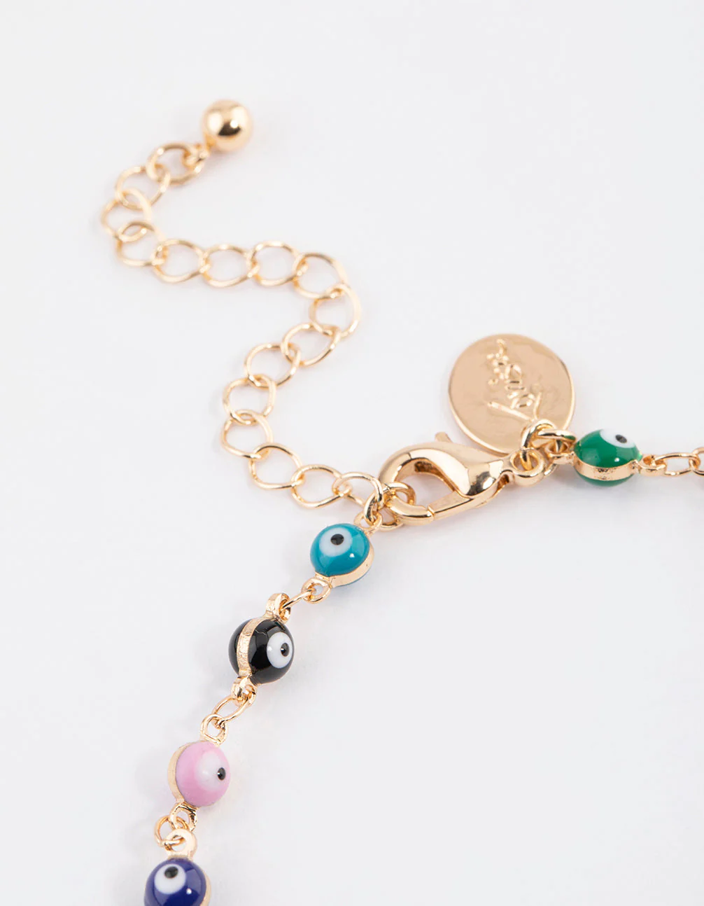 Gold Evil Eye Layered Chain Anklet - Image 3