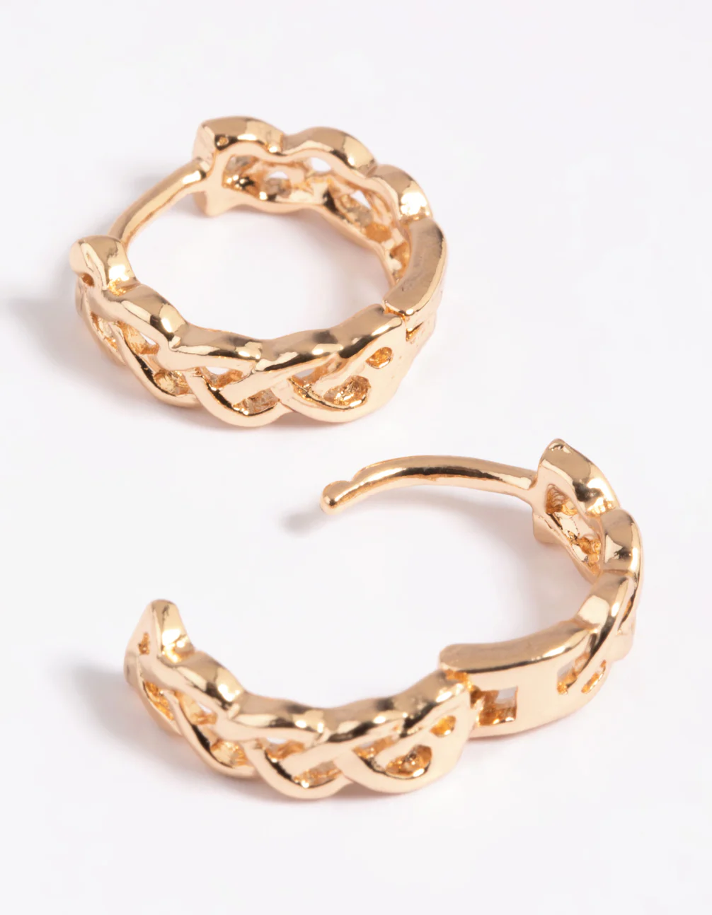 Gold Wave Huggie Hoop Earrings - Image 3