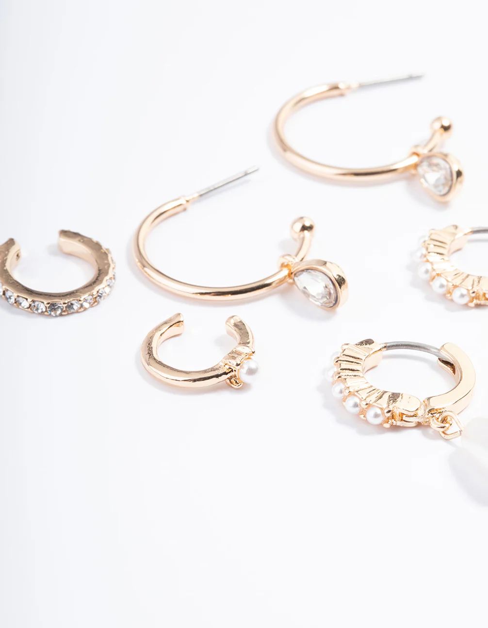 Gold Pearl Diamante Cuff & Hoop Earring Pack - Image 2