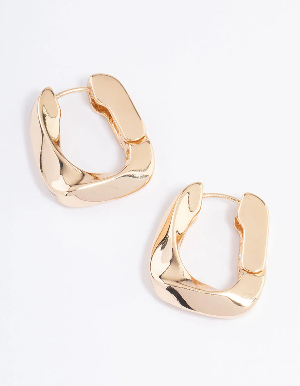 Gold Thick Twist Huggie Earrings - Image 3