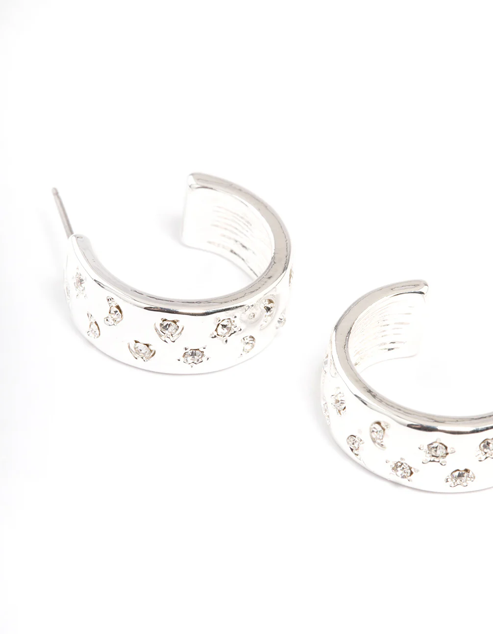 Silver Celestial Diamante Hoop Earrings - Image 2