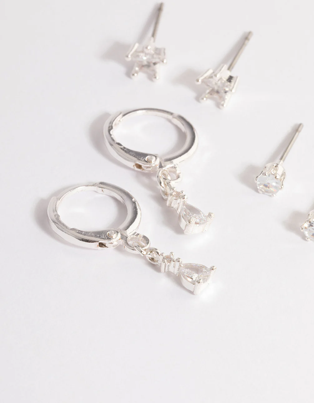 Silver Cubic Zirconia Star & Drop Earrings Pack - Image 2