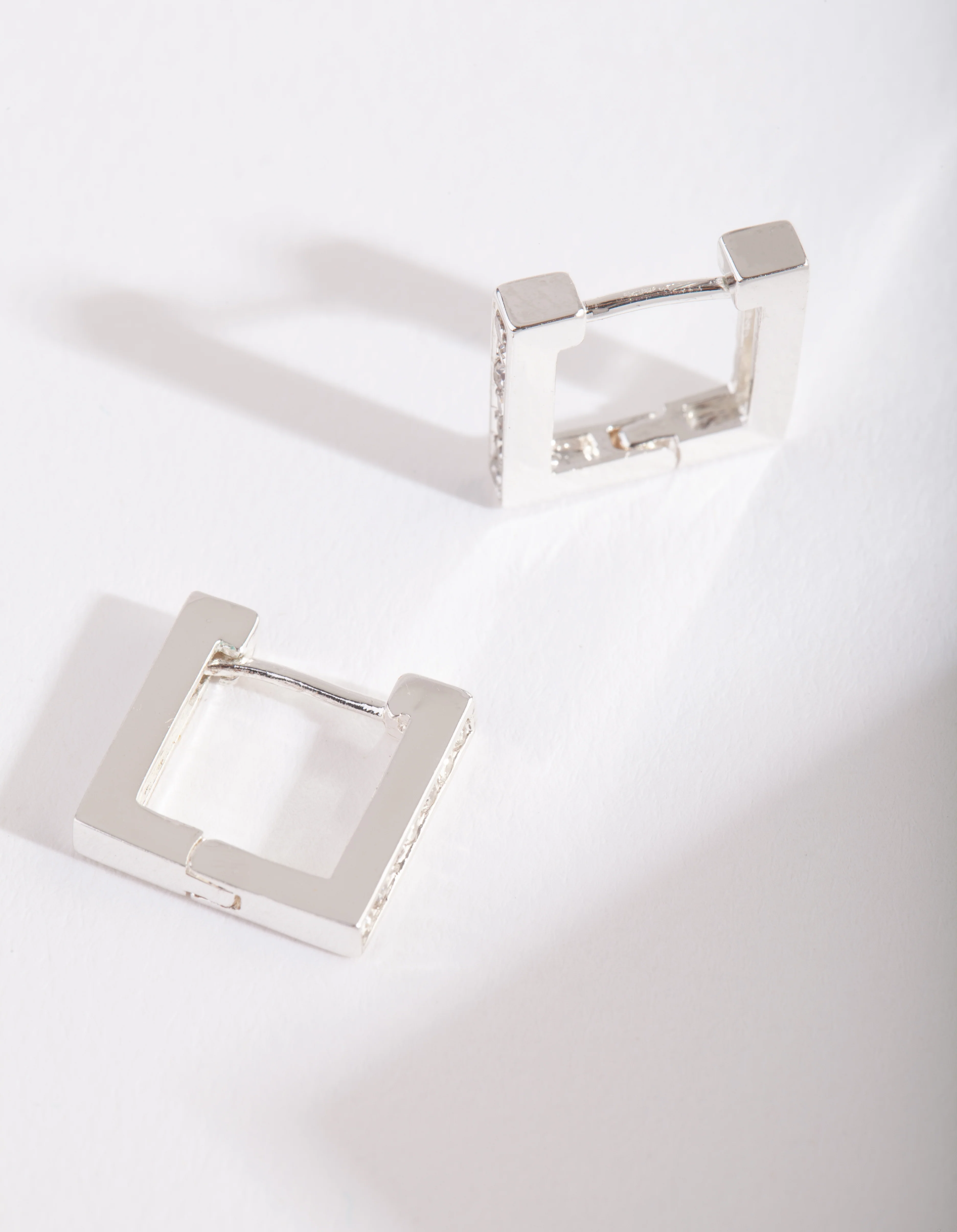 Silver Square Diamante Huggie - Image 5