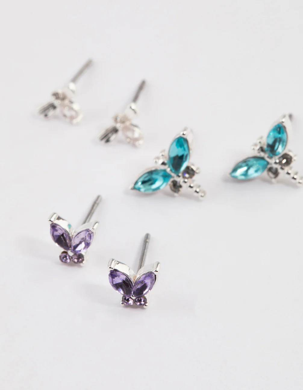 Silver Mixed Butterfly Stud Earrings Pack - Image 2