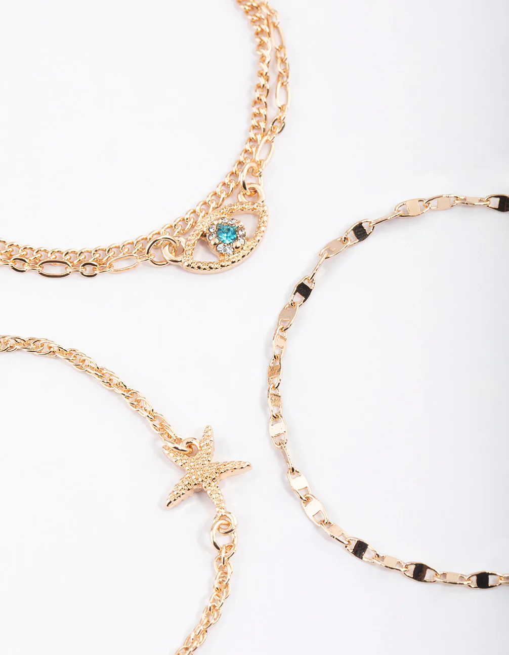 Gold Eye & Star Fish Bracelet 4-Pack - Image 2