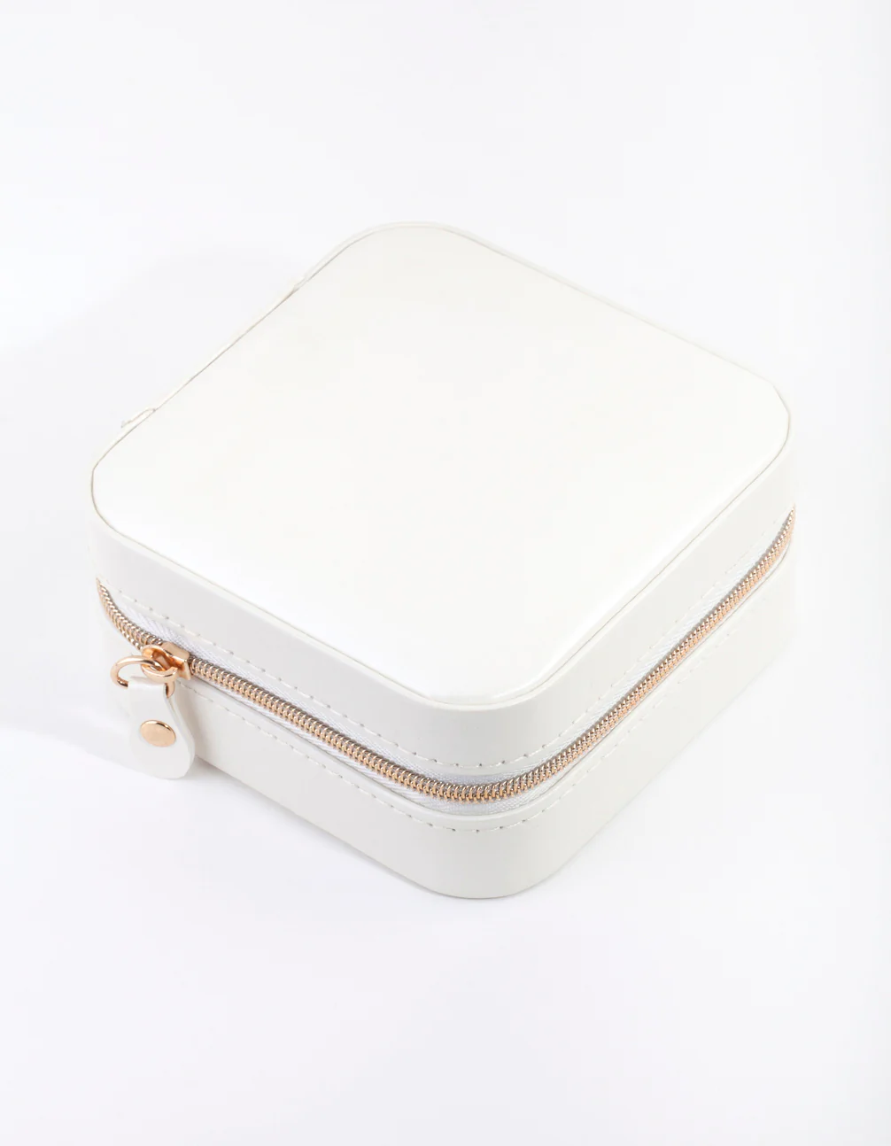 White Faux Leather Square Jewellery Box - Image 3