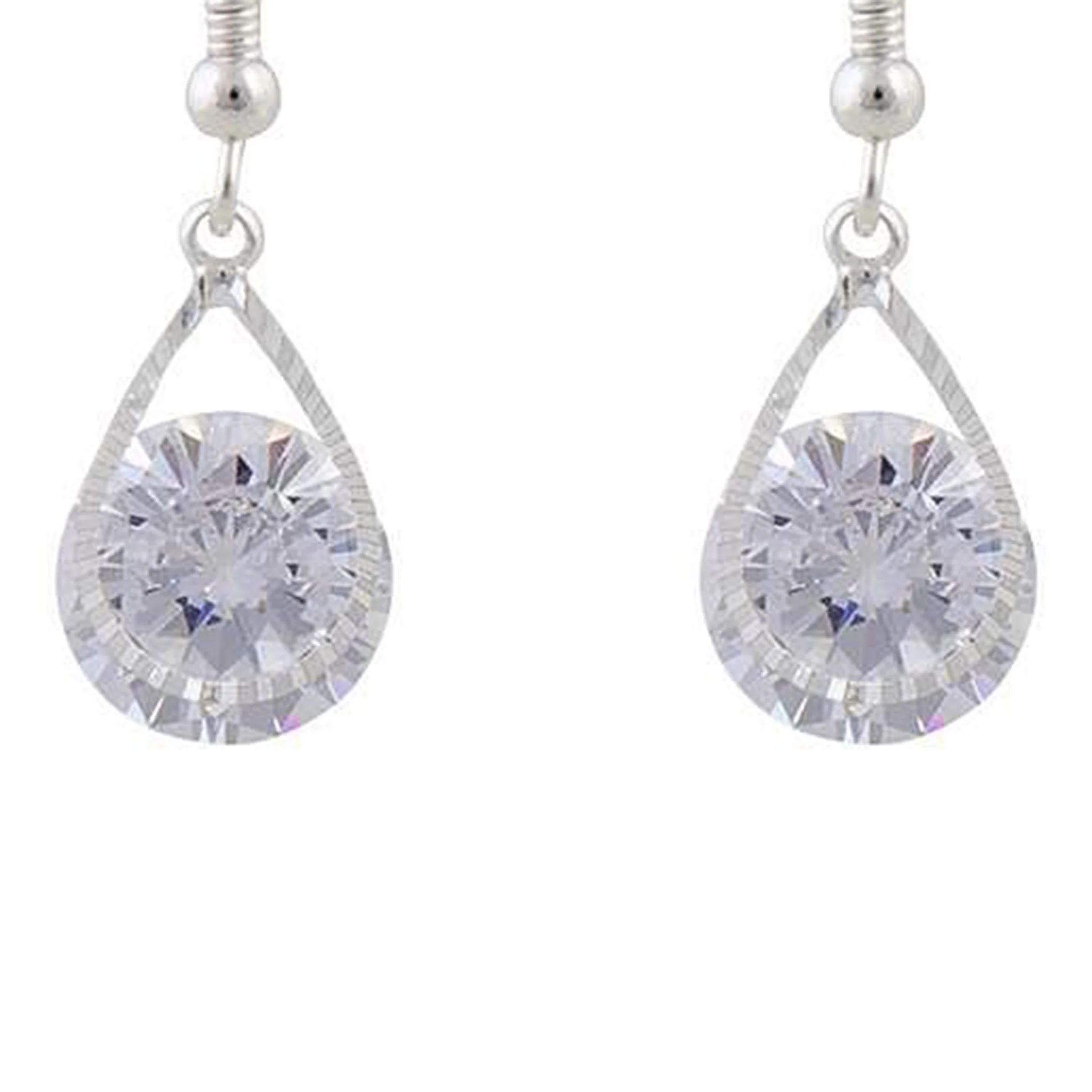 Cubic Zirconia Silver Teardrop Earrings - Image 2