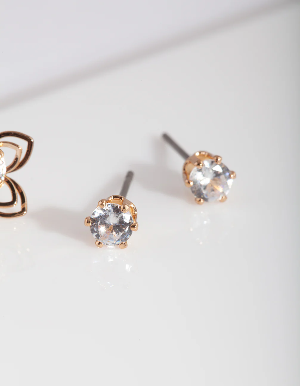 Gold Cubic Zirconia Flower Stud Earring Pack - Image 10