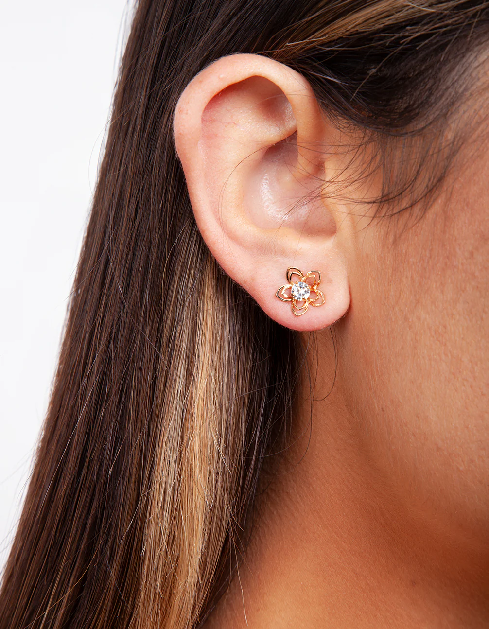 Gold Cubic Zirconia Flower Stud Earring Pack - Image 3