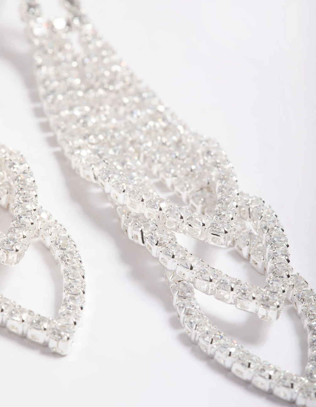 Cubic Zirconia Graduated Loop Cupchain Earrings - Image 3