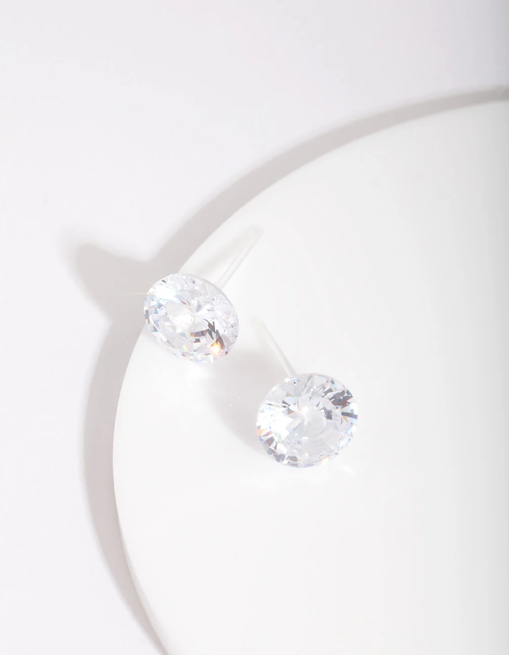 Silver Circle Cubic Zirconia Stud Earrings