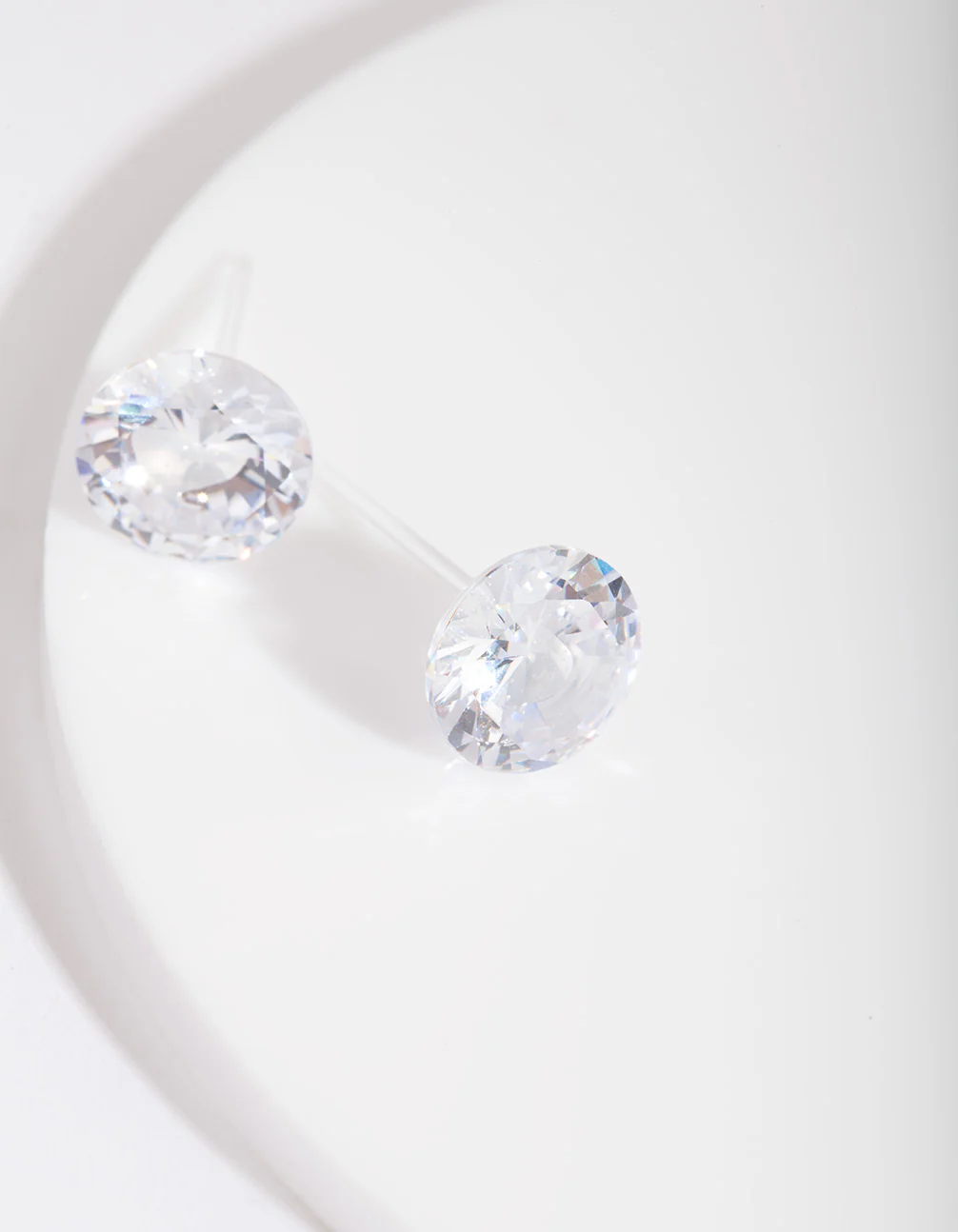 Silver Circle Cubic Zirconia Stud Earrings - Image 2