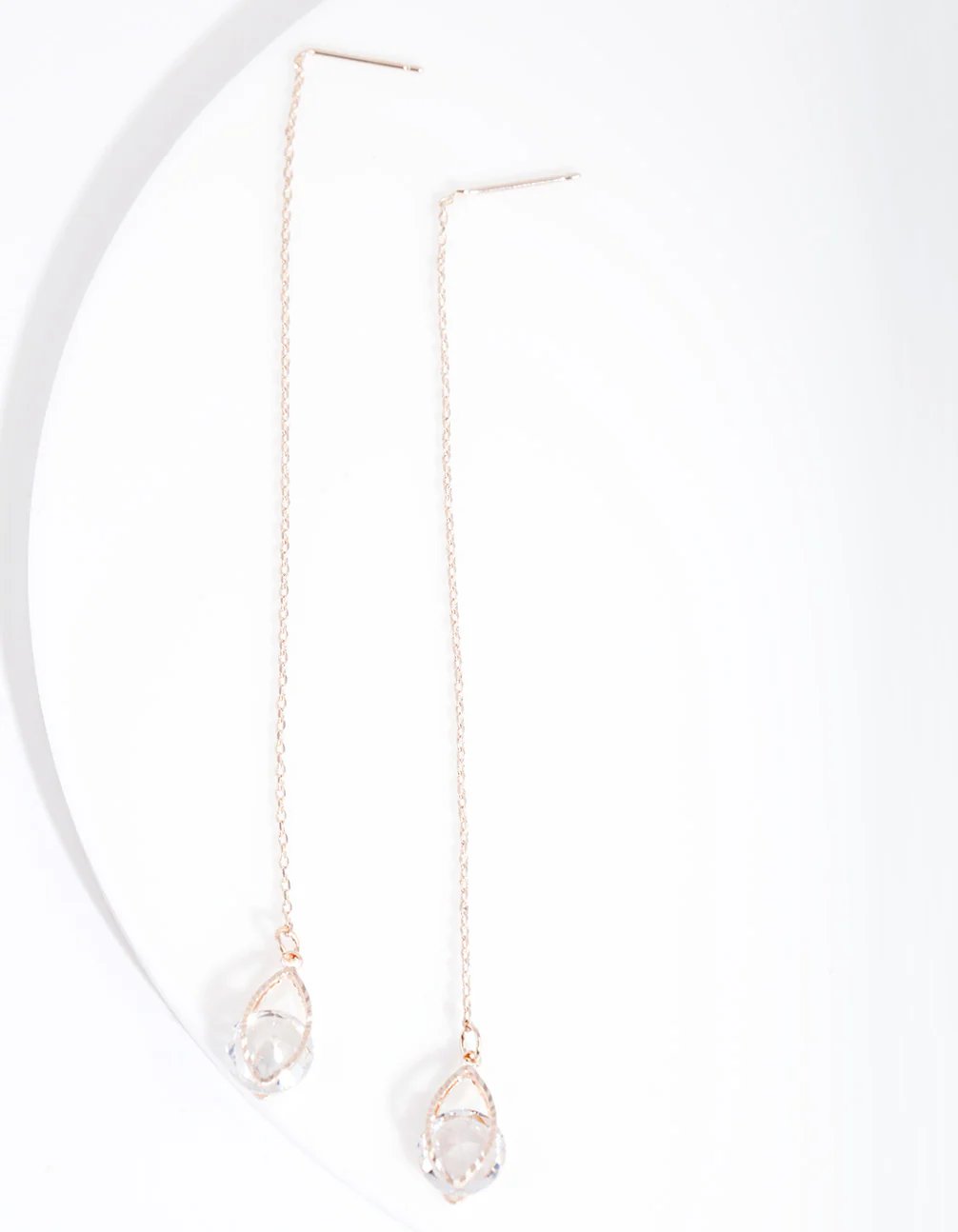 Rose Gold Cubic Zirconia Caged Teardrop Earrings