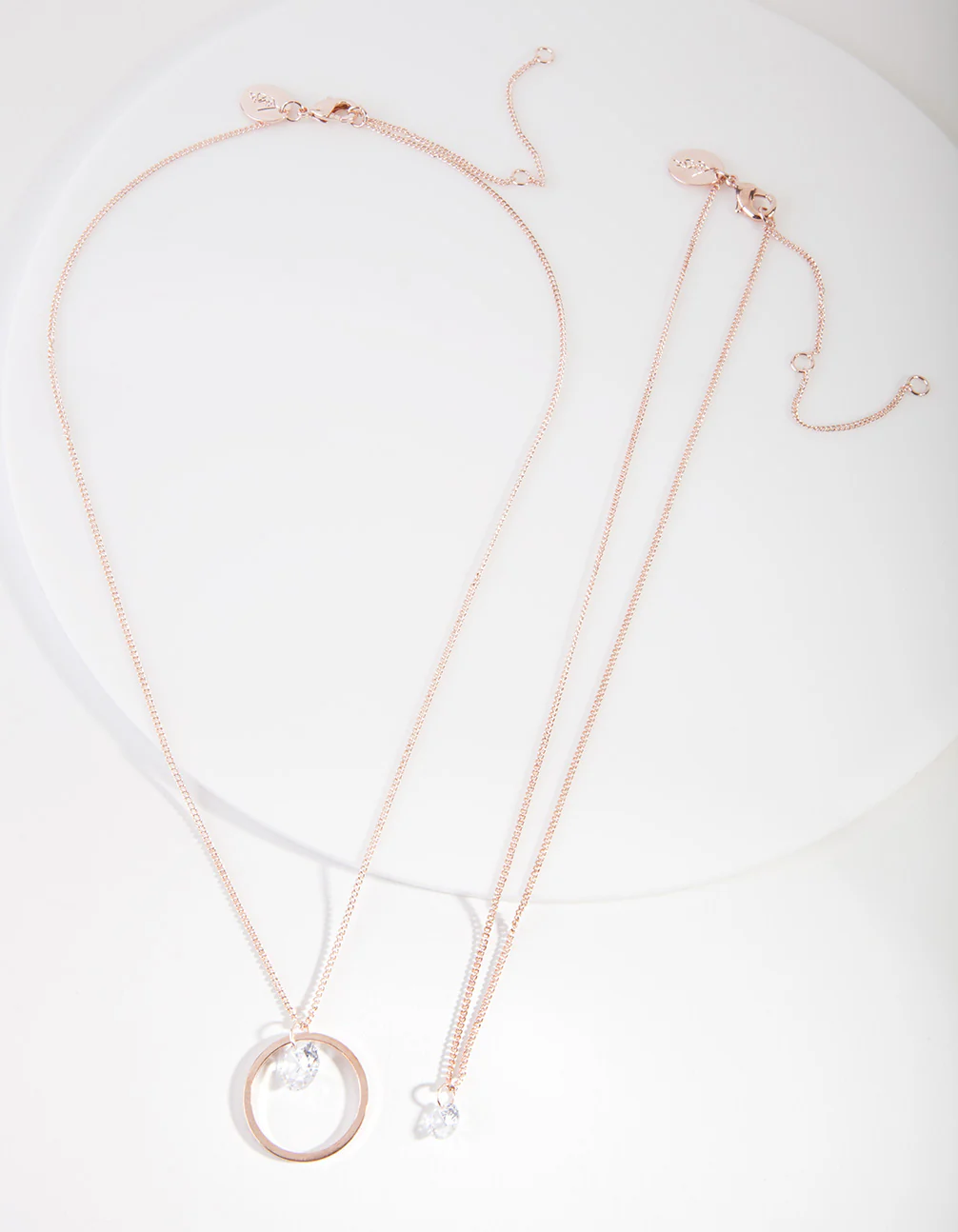 Rose Gold Cubic Zirconia 2 Row Necklace - Image 2