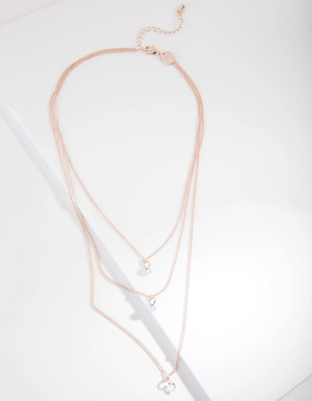 Rose Gold Cubic Zirconia Row Necklace - Image 2