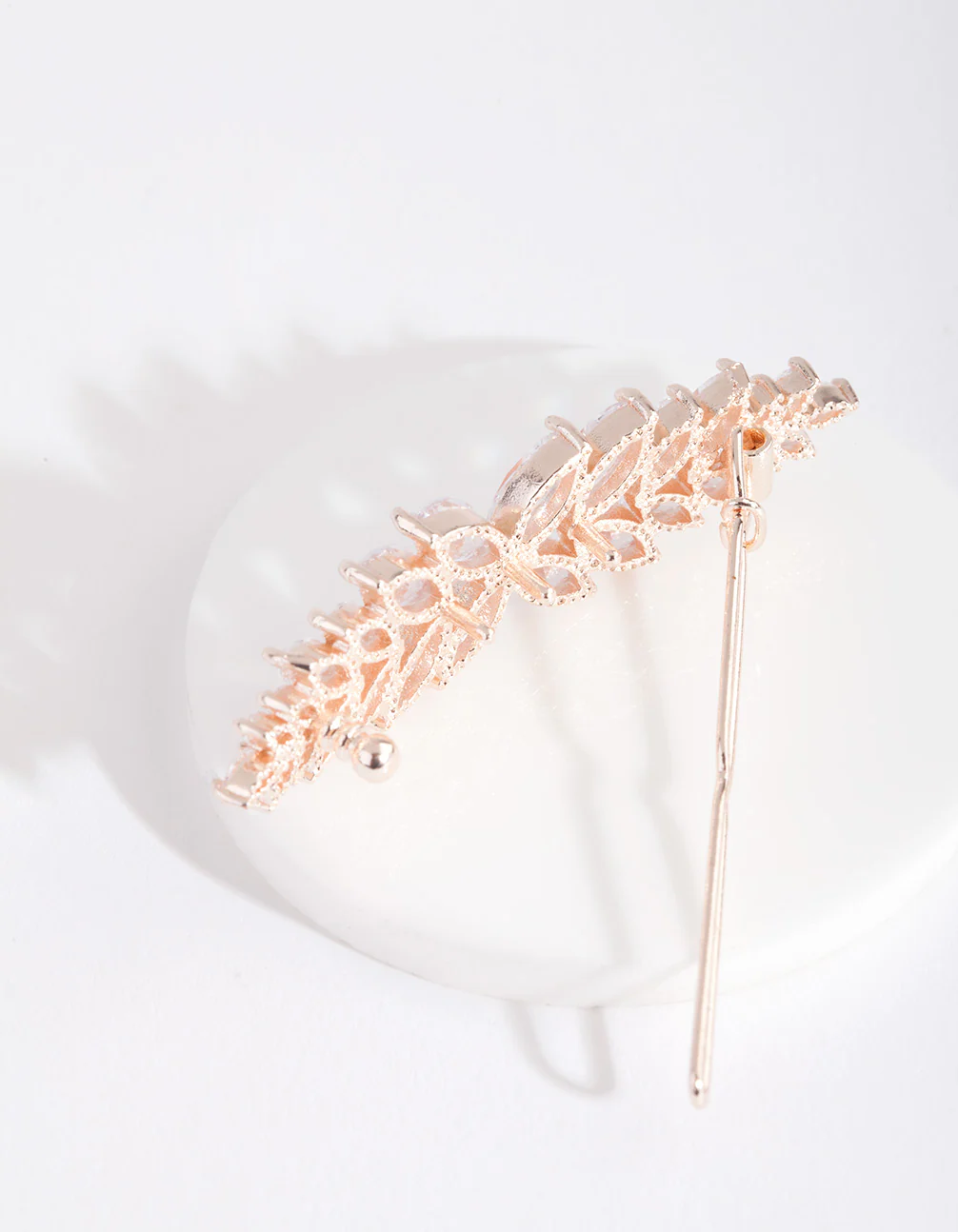 Cubic Zirconia Rose Gold Laurel Hair Clip - Image 2