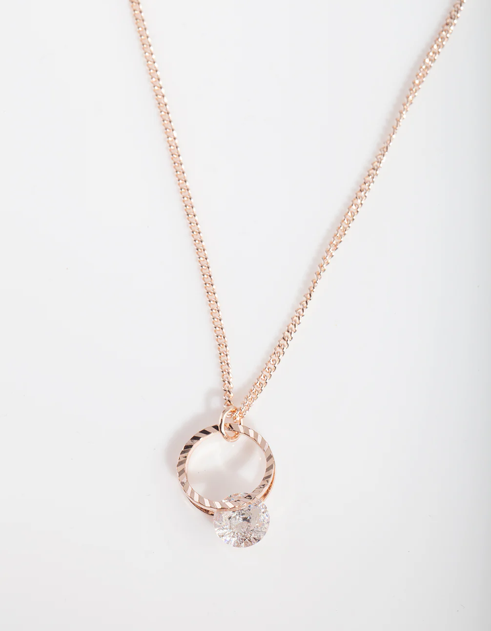 Rose Gold Cubic Zirconia Ring Necklace - Image 2