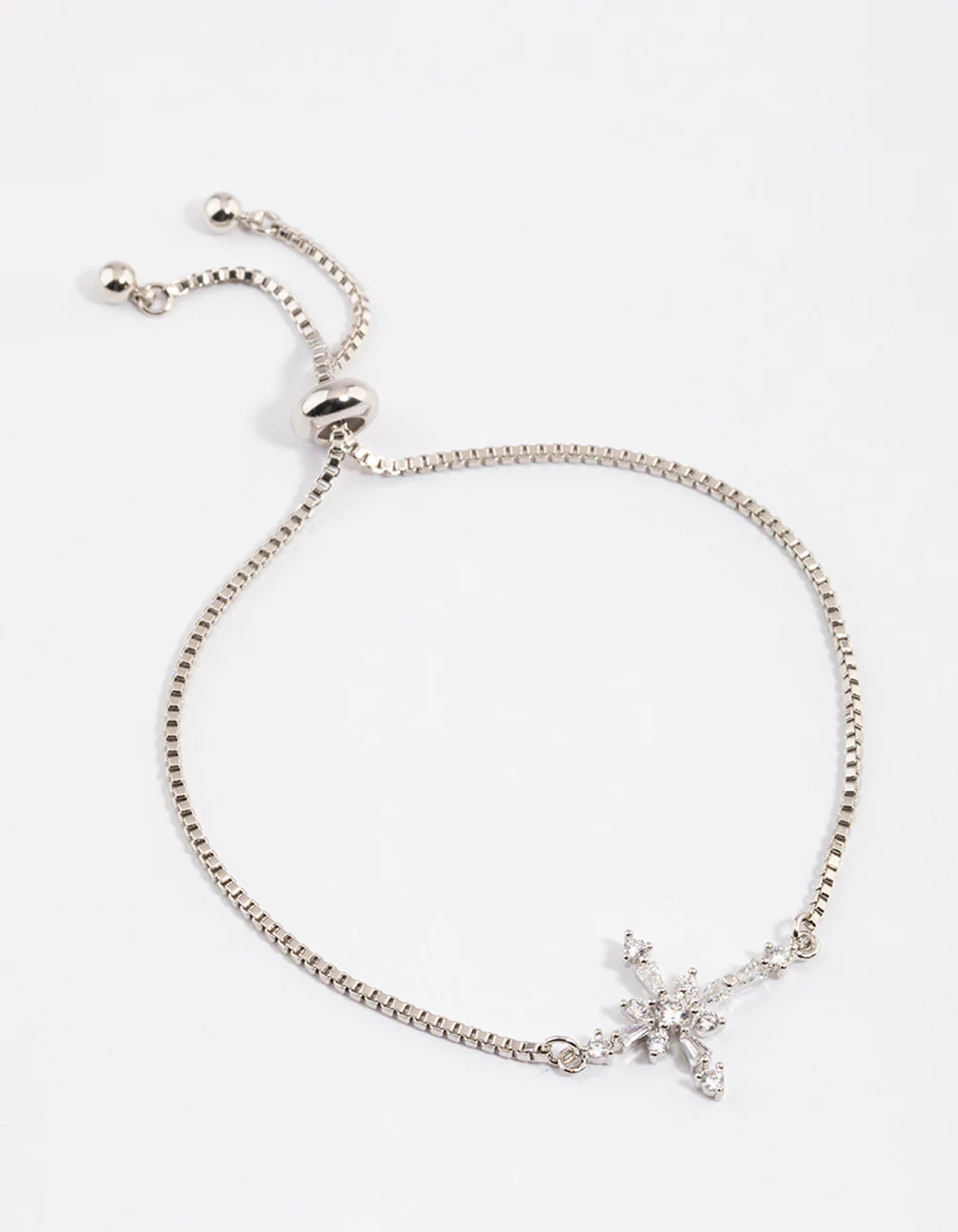 Silver Cubic Zirconia Decorated Cross Toggle Bracelet - Image 2