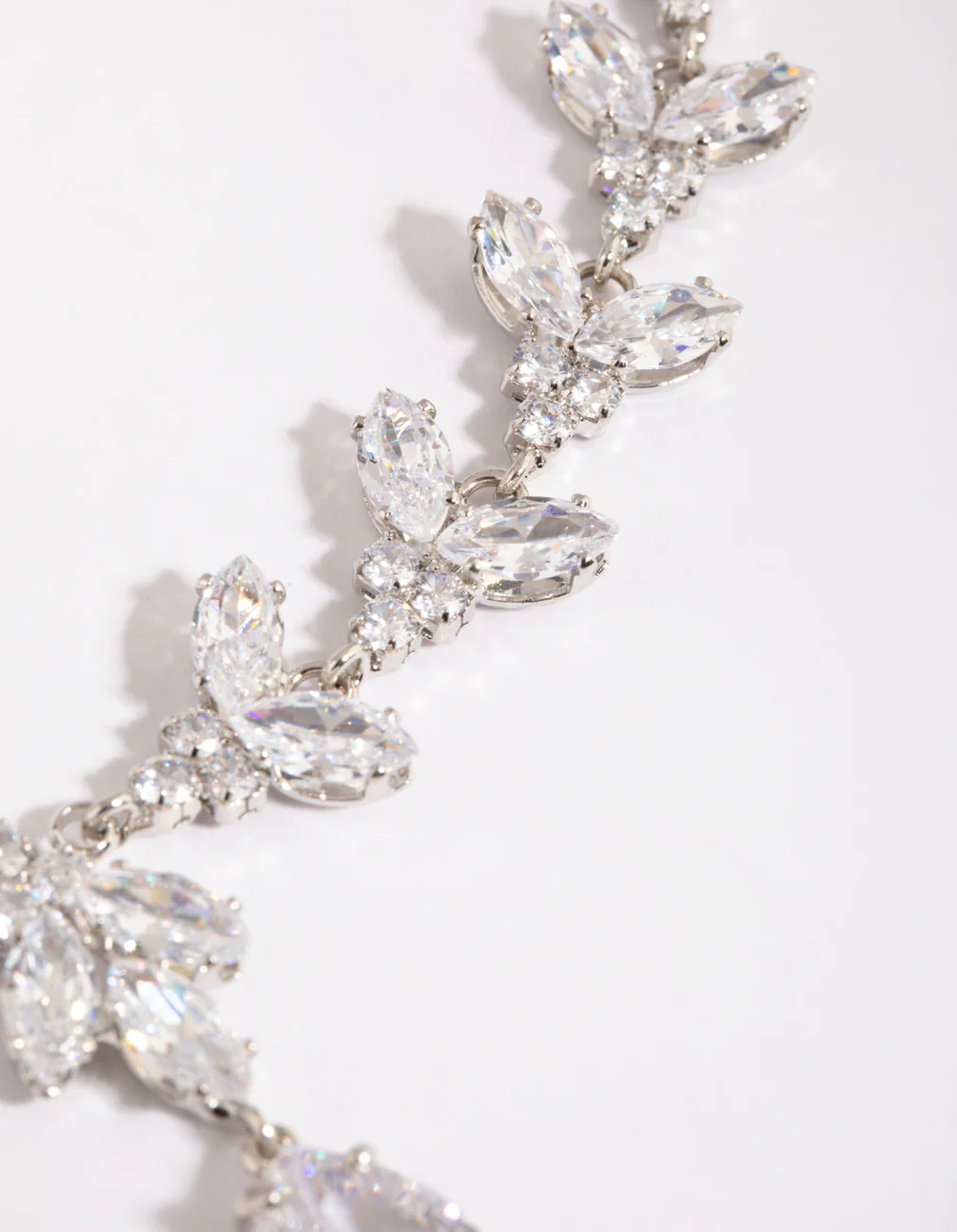 Silver Cubic Zirconia Teardrop Lariat Necklace - Image 4