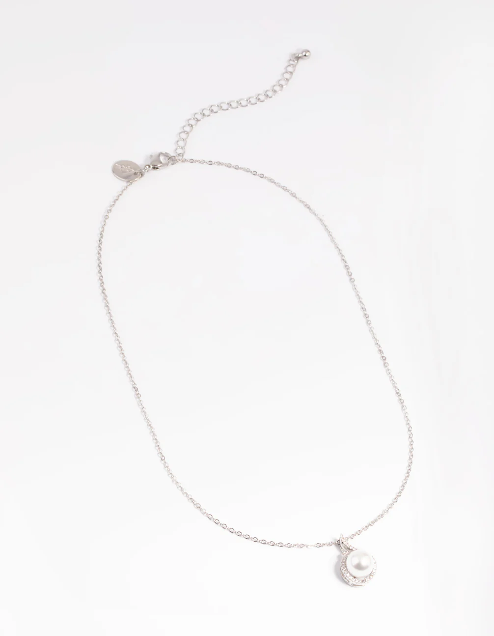 Silver Pearl & Cubic Zirconia Pendant Necklace - Image 3