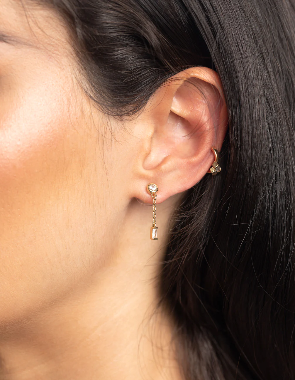 Gold Cubic Zirconia Baguette Stud Earring 8-Pack - Image 2