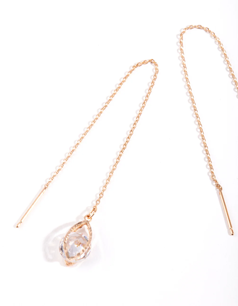 Gold Cubic Zirconia Caged Teardrop Earrings - Image 2